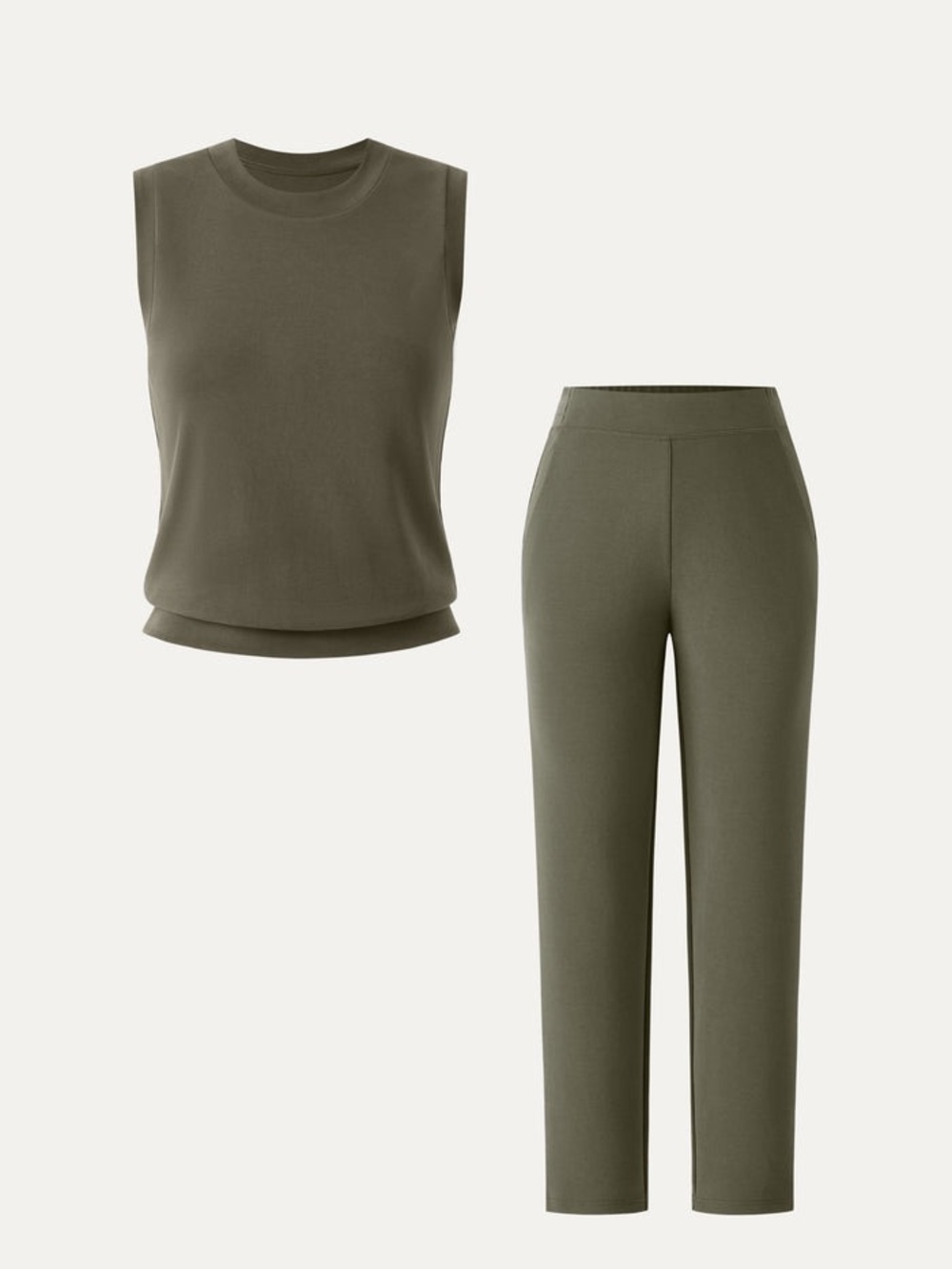 OGL 2Pcs Set Crewneck Tee & Mid Rise Tapered with Pockets in Forest Olive. NWT